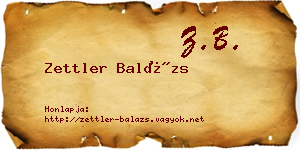 Zettler Balázs névjegykártya